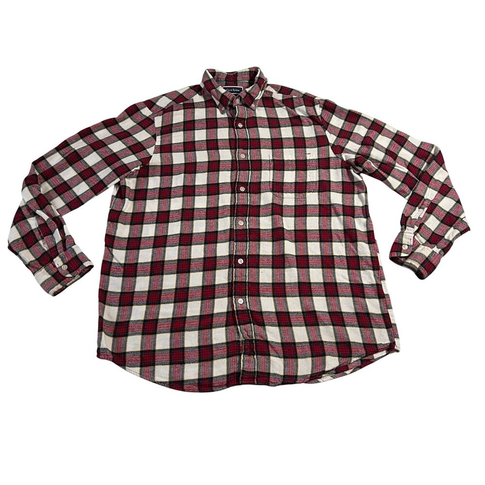 Club Room Men's Plaid Cotton Flannel Button Up Shirt Size L Outdoors Hipster